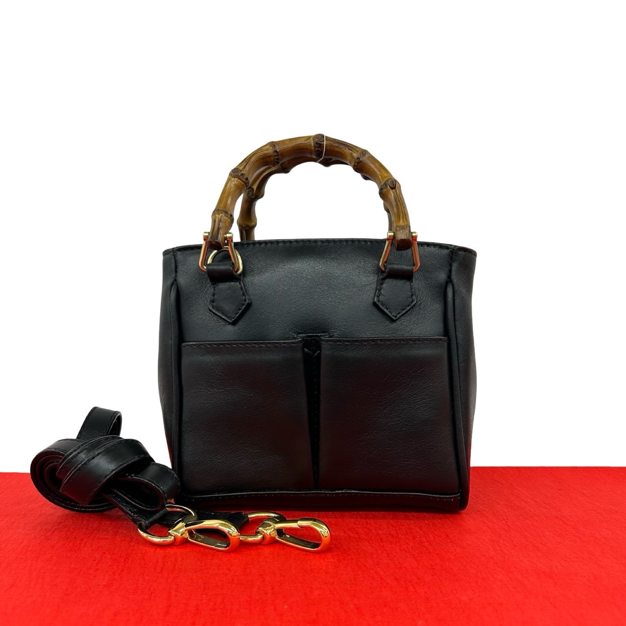 GUCCI グッチ バンブー レザー ショルダーバッグ ブラック
 21988