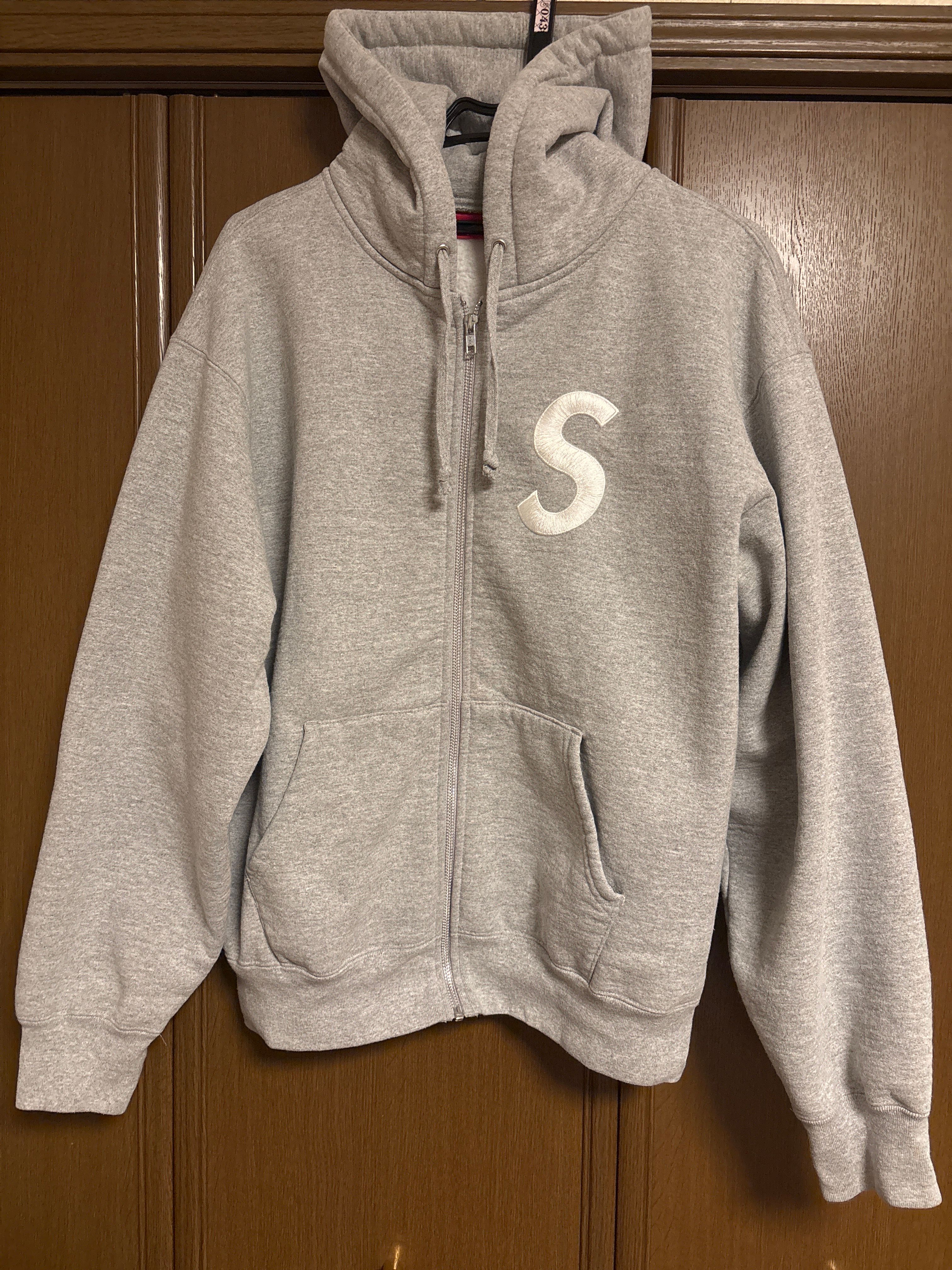 Supreme S Logo Zip Up Hooded Sweatshirt "Heather Grey" (23FW)