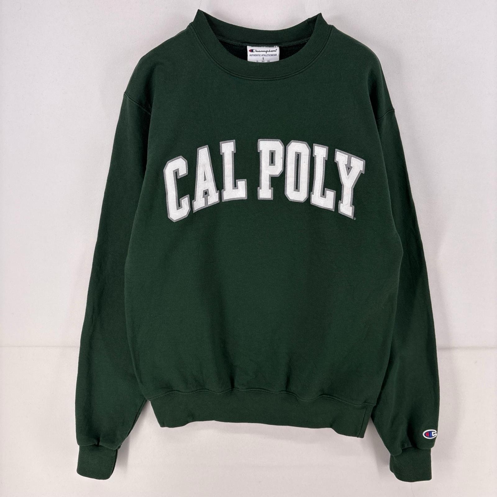 古着 チャンピオン Champion スウェット ロゴ 刺繍 クルーネック トレーナー S グリーン メンズ