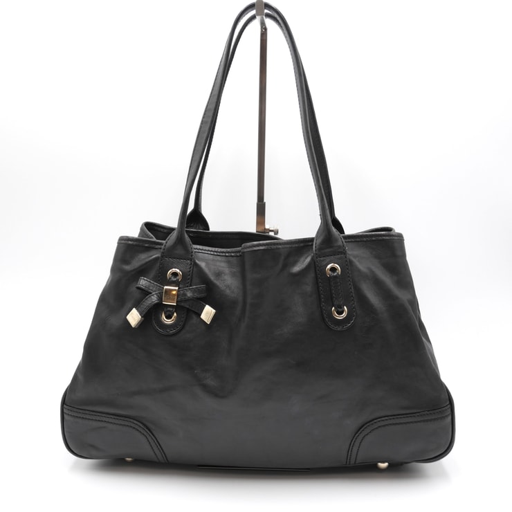 GUCCI(グッチ)プリンシー レザー トートバッグ ショルダーバッグ ブラック ゴールド金具 レディース 163805【中古】