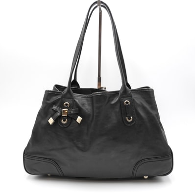 GUCCI(グッチ)プリンシー レザー トートバッグ ショルダーバッグ ブラック ゴールド金具 レディース 163805【中古】
