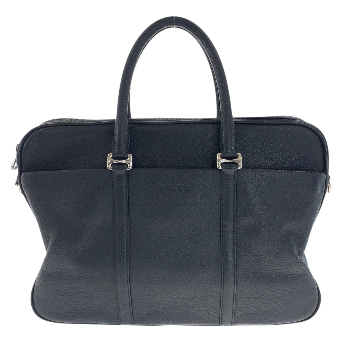 美品 BALLY バリー ブラック 黒 シルバー金具 レザー ビジネスバッグ ブリーフケース 600030 【中古】