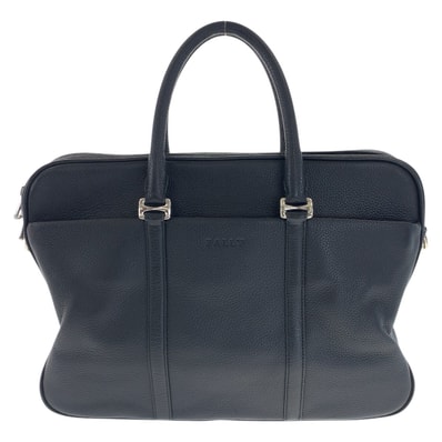 美品 BALLY バリー ブラック 黒 シルバー金具 レザー ビジネスバッグ ブリーフケース 600030 【中古】