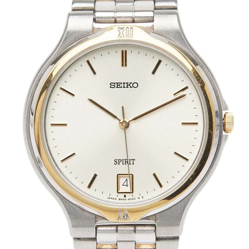 セイコー スピリット 腕時計 クオーツ ベージュ文字盤 ステンレススチール メッキ レディース SEIKO 【中古】