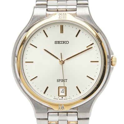 セイコー スピリット 腕時計 クオーツ ベージュ文字盤 ステンレススチール メッキ レディース SEIKO 【中古】