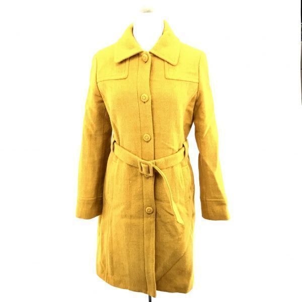 ビームス×ハリスツイード★ピュアウール/ロング丈ステンカラーコート/アウター【Women's size-M/黄色】 Ray BEAMS/×HARRIS TWEED◆BA975L
