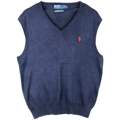 古着 ラルフローレン Ralph Lauren POLO by Ralph Lauren Vネック ピマコットンニットベスト メンズL相当/eaa620714