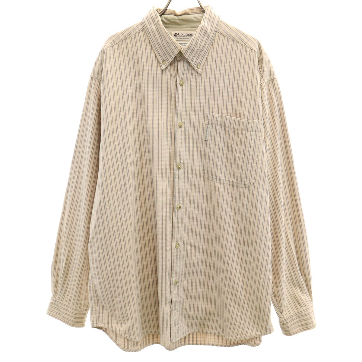 Columbia コロンビア ストライプ柄 長袖 ボタンダウンシャツ L ベージュ