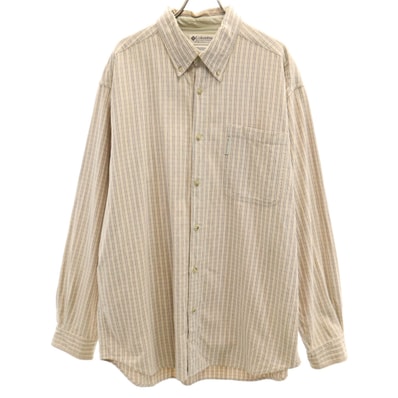 Columbia コロンビア ストライプ柄 長袖 ボタンダウンシャツ L ベージュ