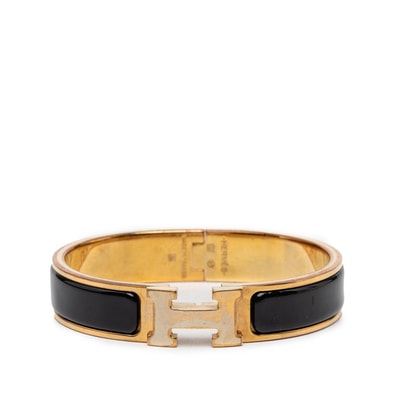 エルメス クリックH PM バングル ブレスレット ゴールド エナメル メッキ GP レディース HERMES 【中古】