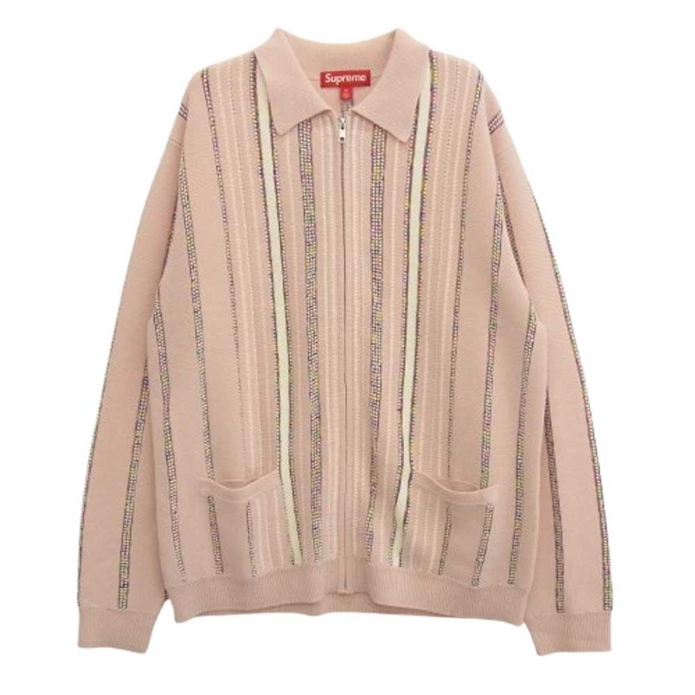 Supreme シュプリーム パーカー 24AW RN101837 Speckle Stripe Zip Up Cardigan ジップアップ 長袖 カーディガン ピンク系 M【中古】