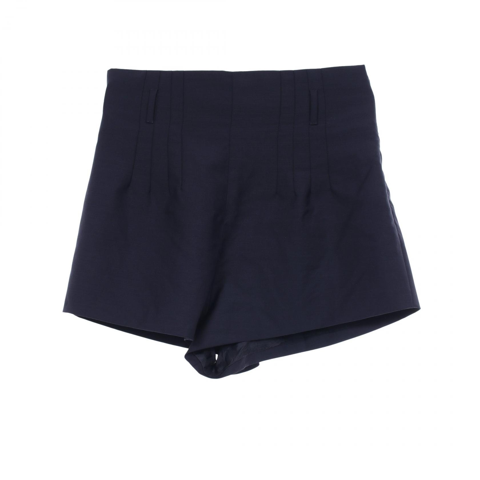 プラダ PRADA ショート パンツ 衣料品 ボトムス ウール モヘヤ レディース ネイビー系 P2051H 【中古】