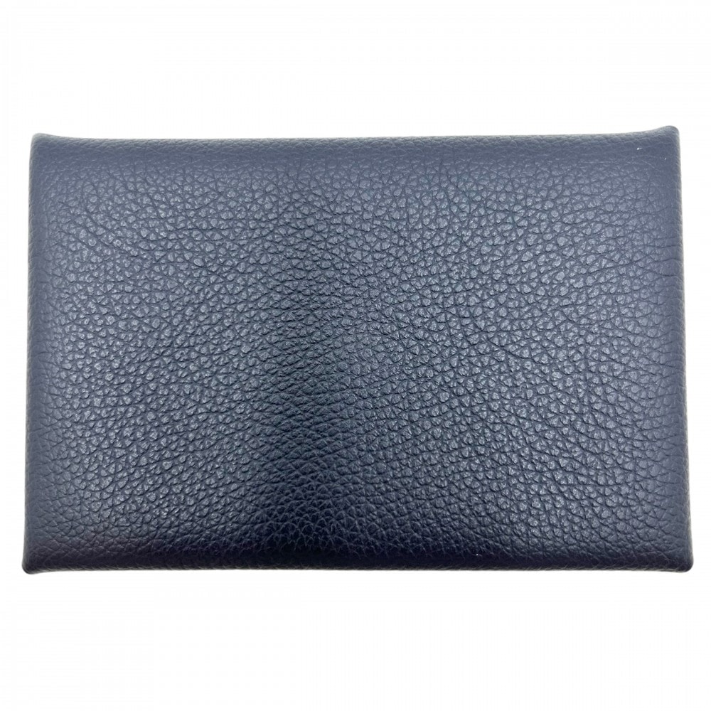 HERMES エルメス コインケース カルヴィ 小銭入れ カードケース 小物 メンズ レディース 男女兼用 U ヴォーエプソン ネイビー 紺 シルバー金具 ユニセックス 美品 2022年【中古品】