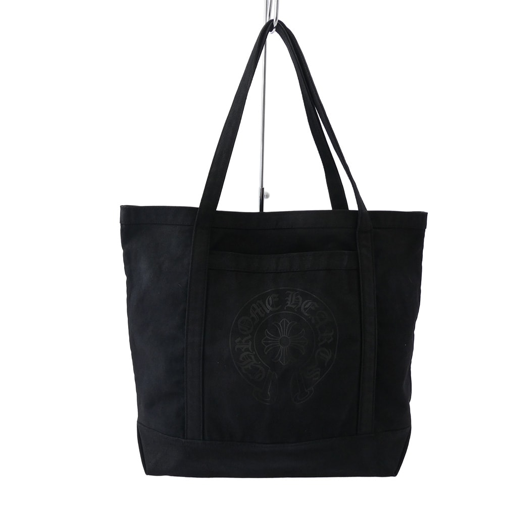 CHROME HEARTS クロムハーツ(原本無) トートバッグ CHプラス ホースシュープリント コットンキャンバス トートバッグ ブラック系【中古】