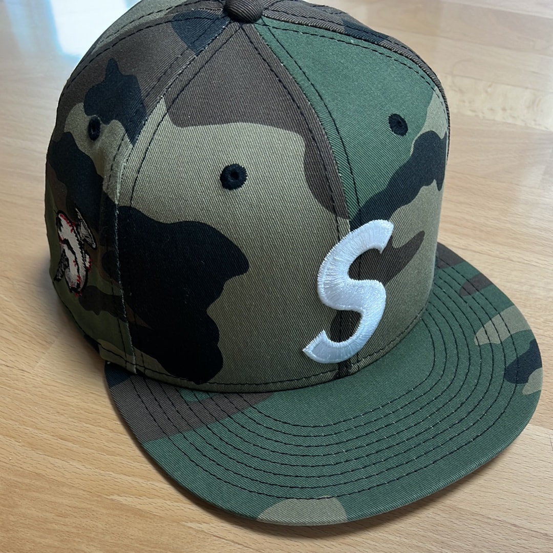Supreme Screw Ball S Logo New Era "Woodland Camo"
