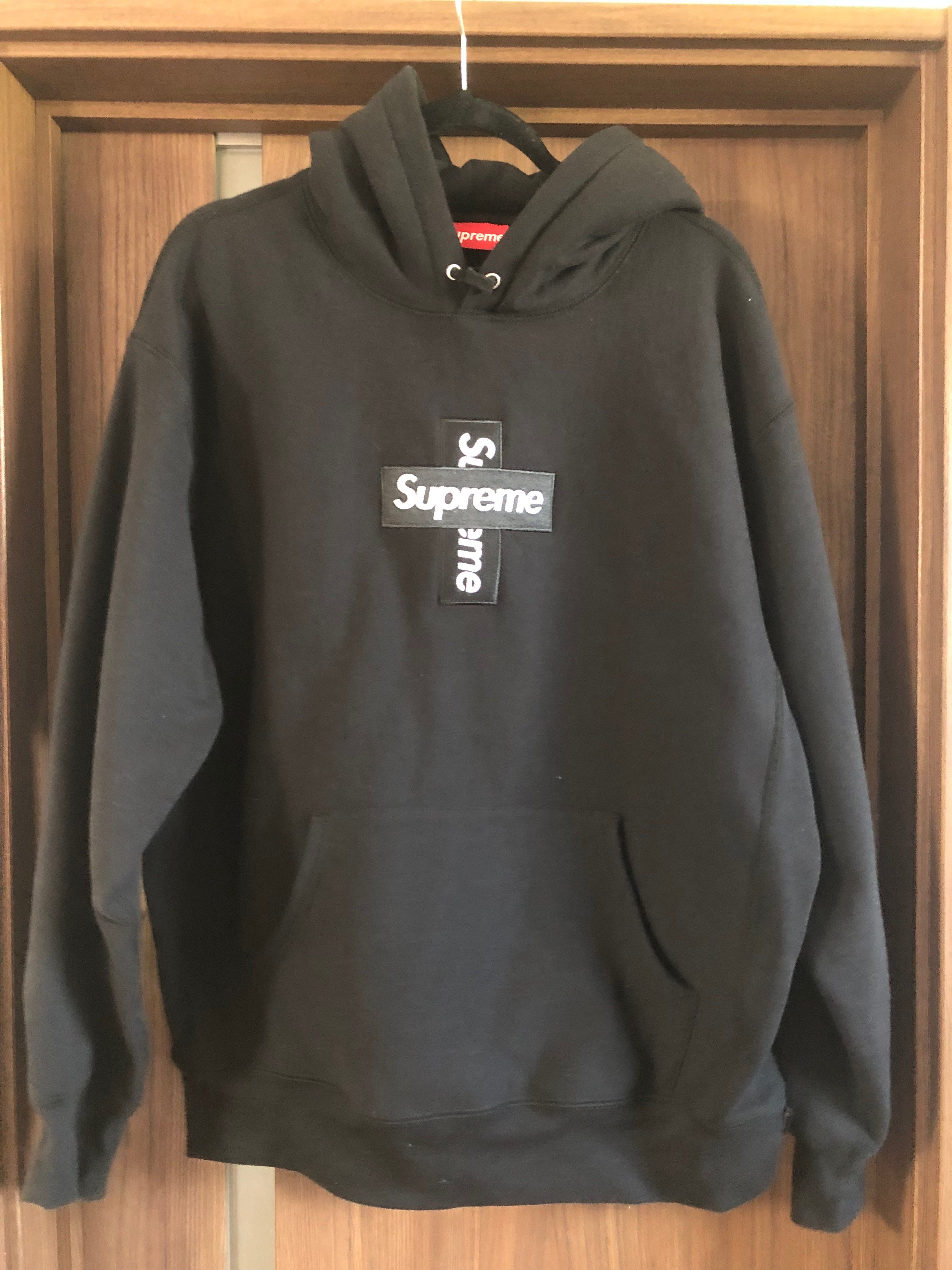 Supreme Cross Box Logo Hooded Sweatshirt "Black"