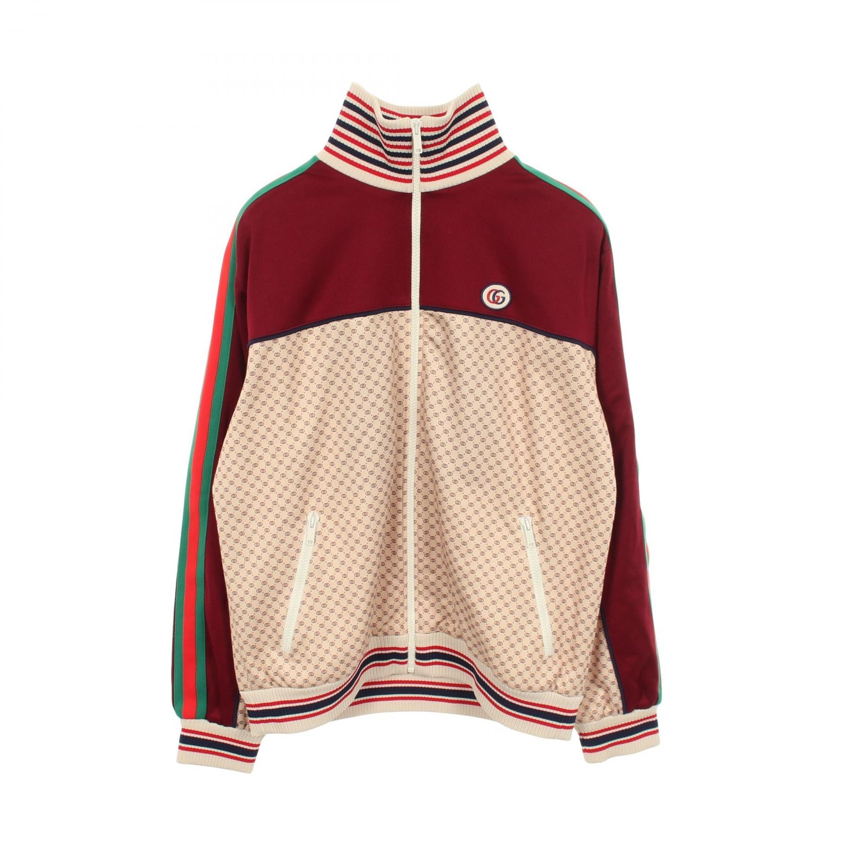 グッチ GUCCI インターロッキングG テクニカルジャージ 衣料品 アウター コットン ポリエステル メンズ ボルドー系 / ベージュ系 / マルチカラー 655196 【中古】