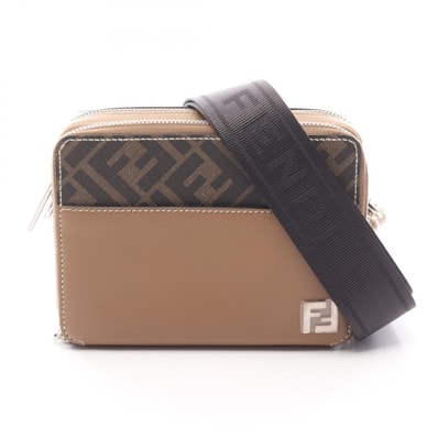 フェンディ FENDI スクエアFF カメラケース オーガナイザー ショルダーバッグ バッグ PVCコーティングキャンバス レザー レディース ブラウン系 / ブラック系 7M0357AFF2F1HRM 【新品】