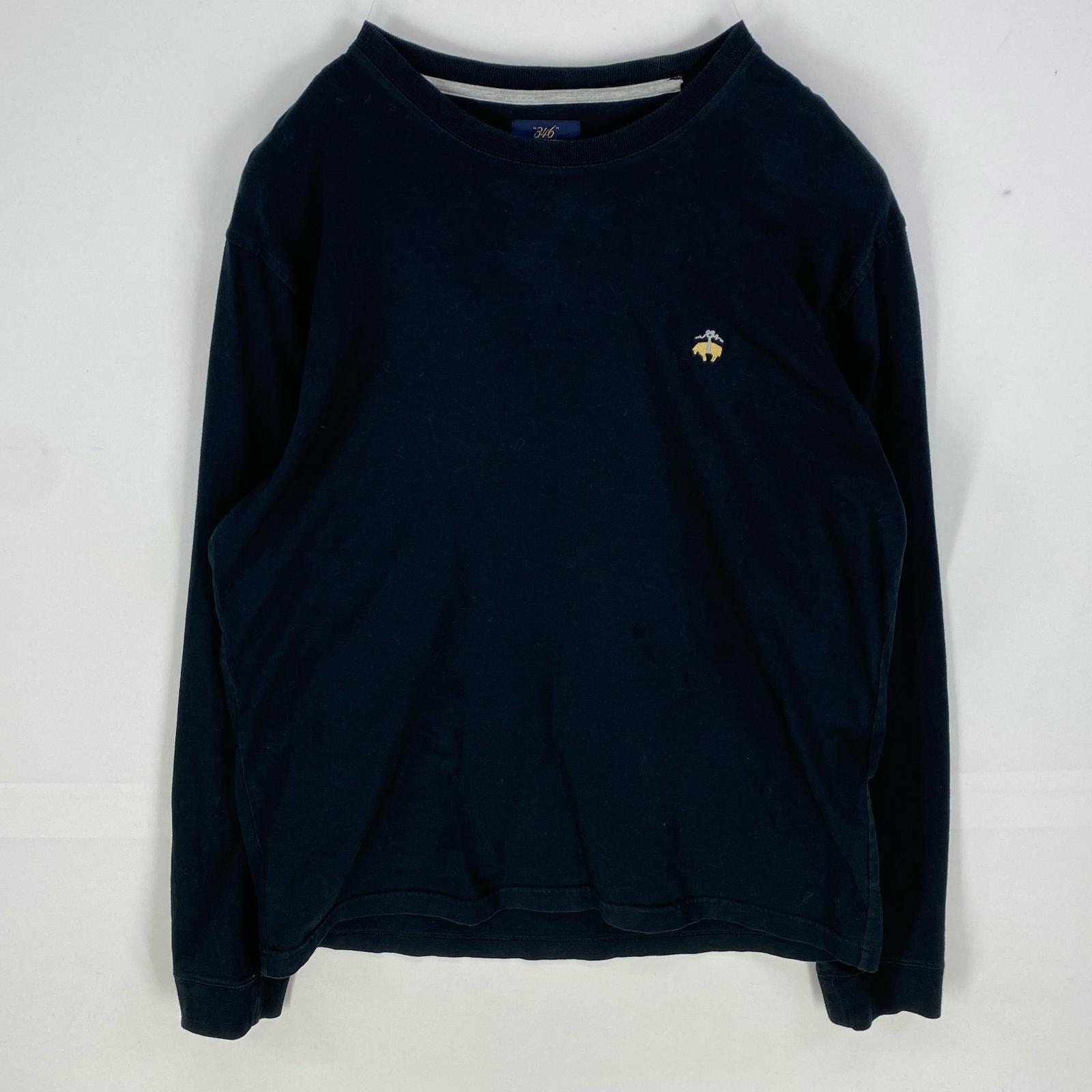 古着 ブルックスブラザーズ Brooks Brothers 長袖Tシャツ ワンポイント ロゴ刺繍 ロングスリーブ L ブラック系 メンズ