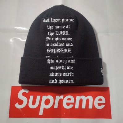 Supreme New Era Psalm Beanie "Black"