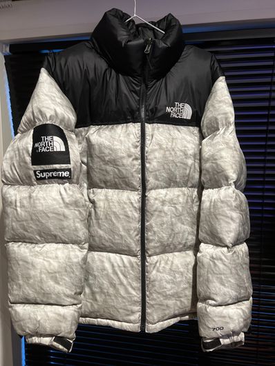 Supreme x The North Face Nuptse Jacket "White Paper Print"