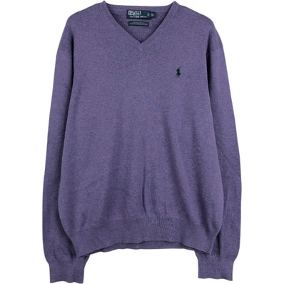 古着 ラルフローレン Ralph Lauren POLO by Ralph Lauren Vネック コットンニットセーター メンズXL相当/eaa678682