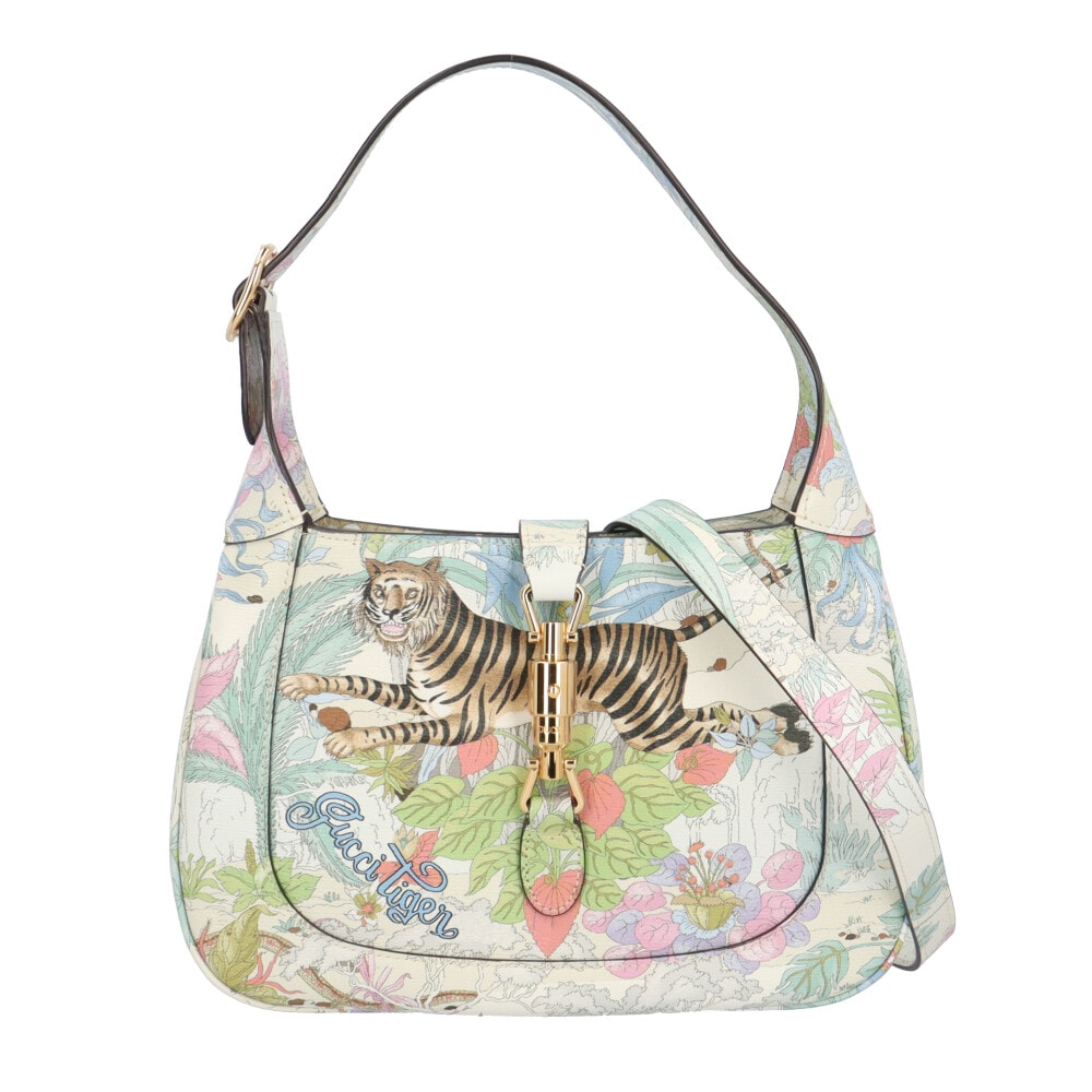 グッチ タイガー ジャッキー1961 ショルダーバッグ レザー 636709 ホワイト レディース GUCCI  中古
