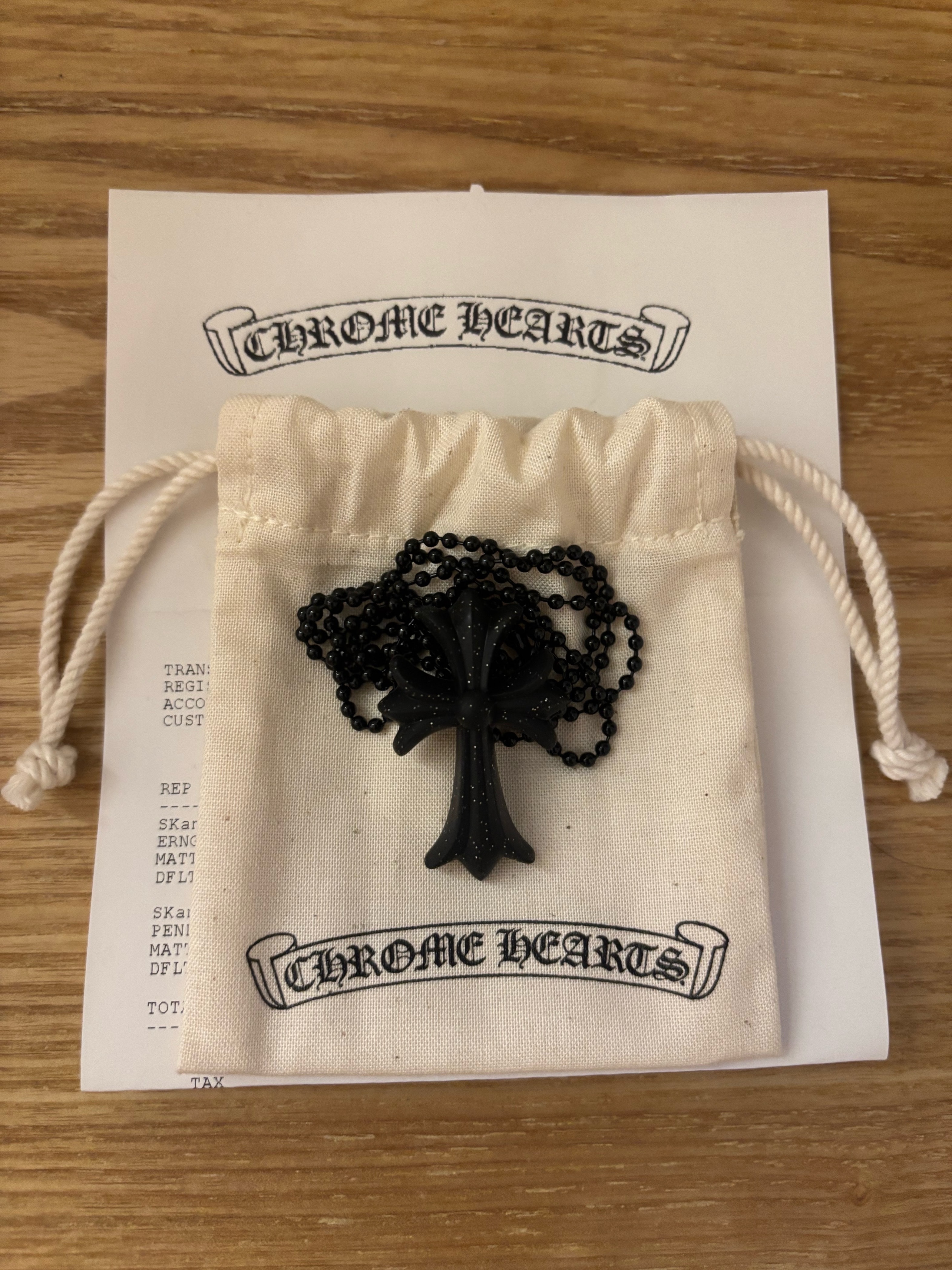 Chrome Hearts Rubber Small CH Cross Silicone Necklace "Black/Lame"