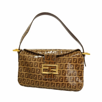 【6ie7234】フェンディ ハンドバッグ ズッキーノ コーティングキャンバス ブラウン ゴールド金具【中古】レディース