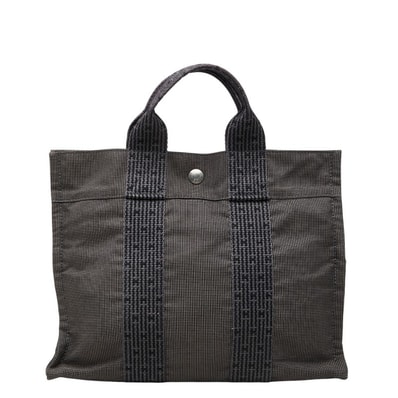 エルメス エールライン トートPM トートバッグ ハンドバッグ グレー キャンバス レディース HERMES 【中古】