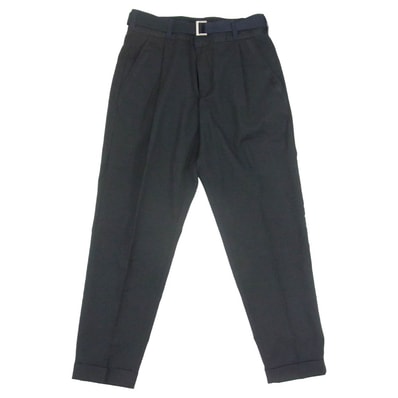 Sacai サカイ パンツ 21AW 21-02556M Suiting Pants ベルテッド タック スラックス パンツ ブラック系 3【中古】