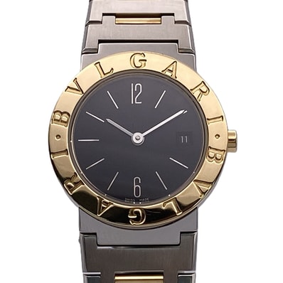 BVLGARI ブルガリ ブルガリブルガリ クオーツ 腕時計 BB26SGD K18イエローゴールド ステンレス ブラック文字盤 ゴールド コンビ クオーツ レディース【中古】