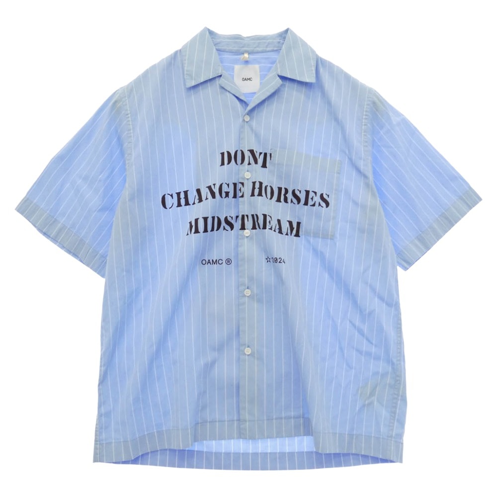OAMC オーエーエムシー 24SS 24E28OAU98 KURT SHIRT STRIPES ストライプ カート 半袖 シャツ ライトブルー系 S【中古】