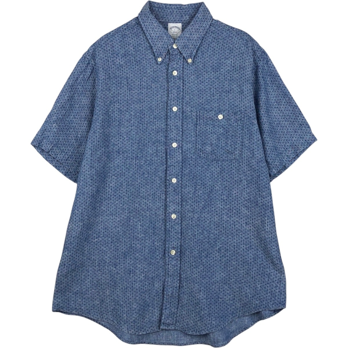 古着 ブルックスブラザーズ Brooks Brothers 1818 総柄 半袖 リネン ボタンダウンシャツ メンズL相当/eaa660727