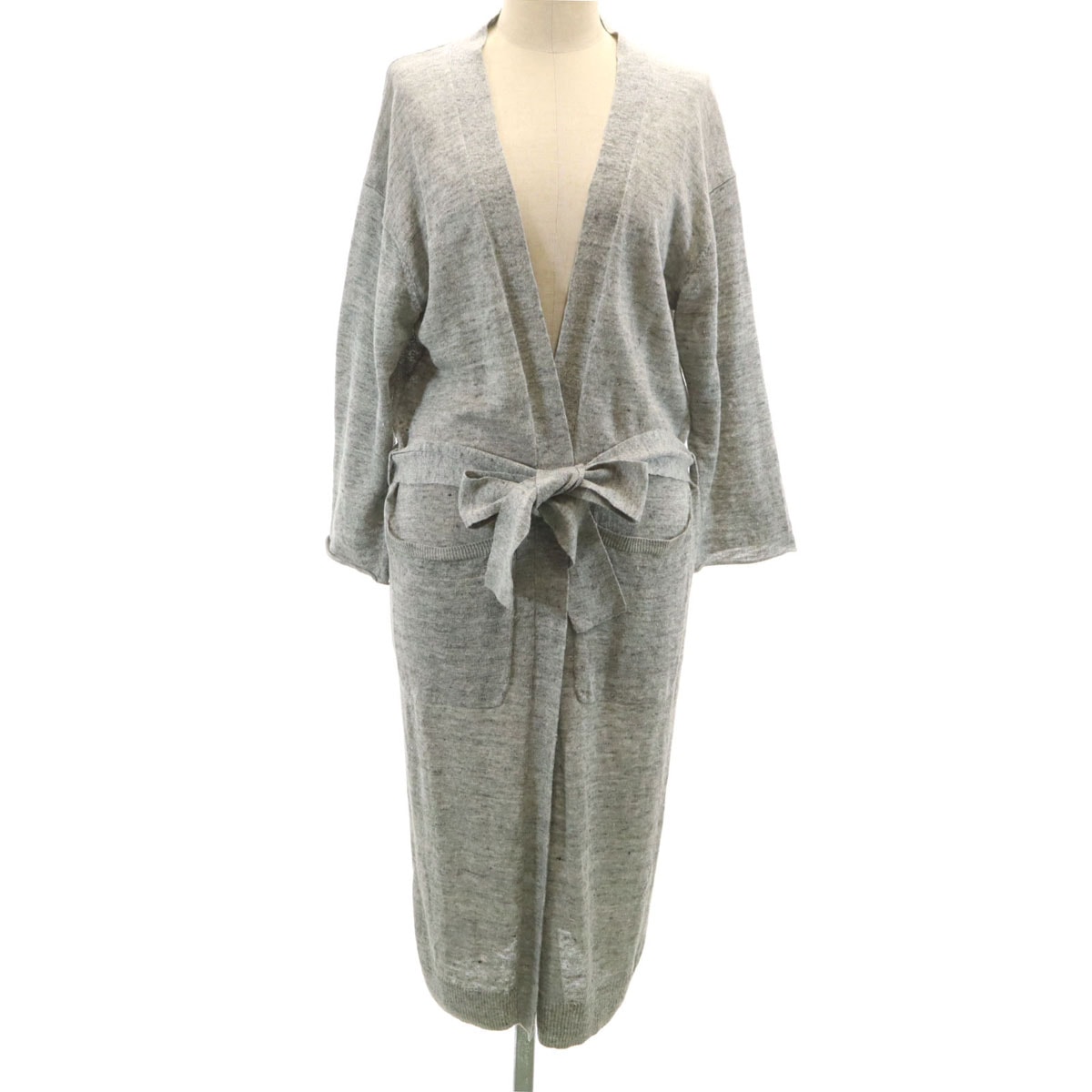 Ron Herman ロンハーマン リネン100% 長袖 ロング ニットカーディガン XS グレー