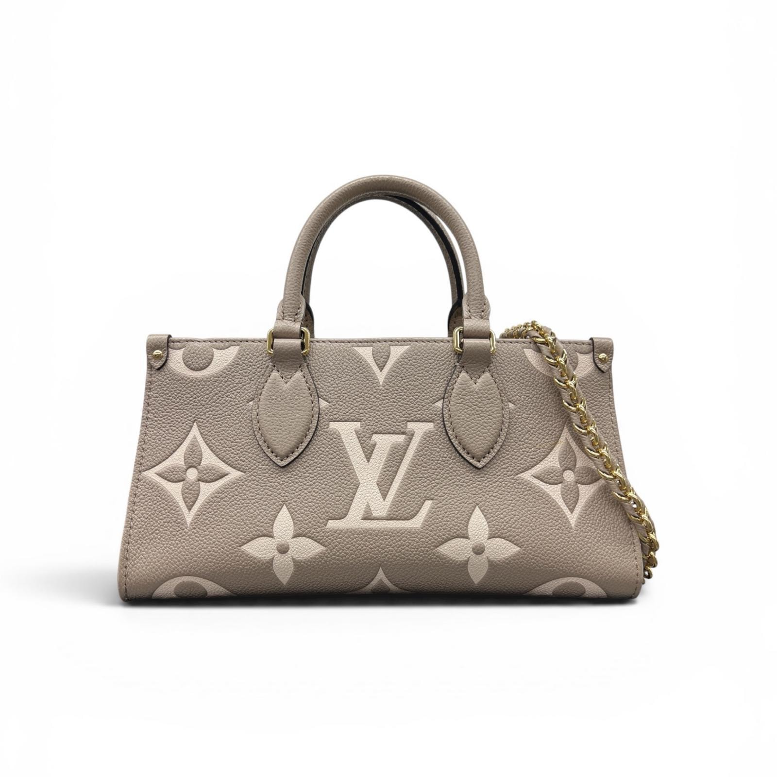 LOUIS VUITTON 極美品 ルイヴィトン オンザゴーEW モノグラムアンプラント ジャイアント 2way ハンドバッグ ショルダーバッグ M23641 レザー RFID確認済 ベージュ LV Aランク 中古 鑑定済【定価524,700円】