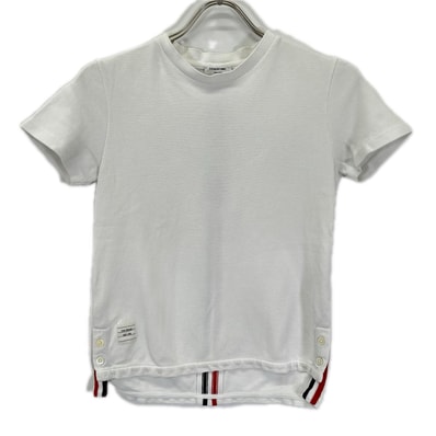 トムブラウン FJS013A-00050100 サイドボタン バックストライプ Tシャツ 36