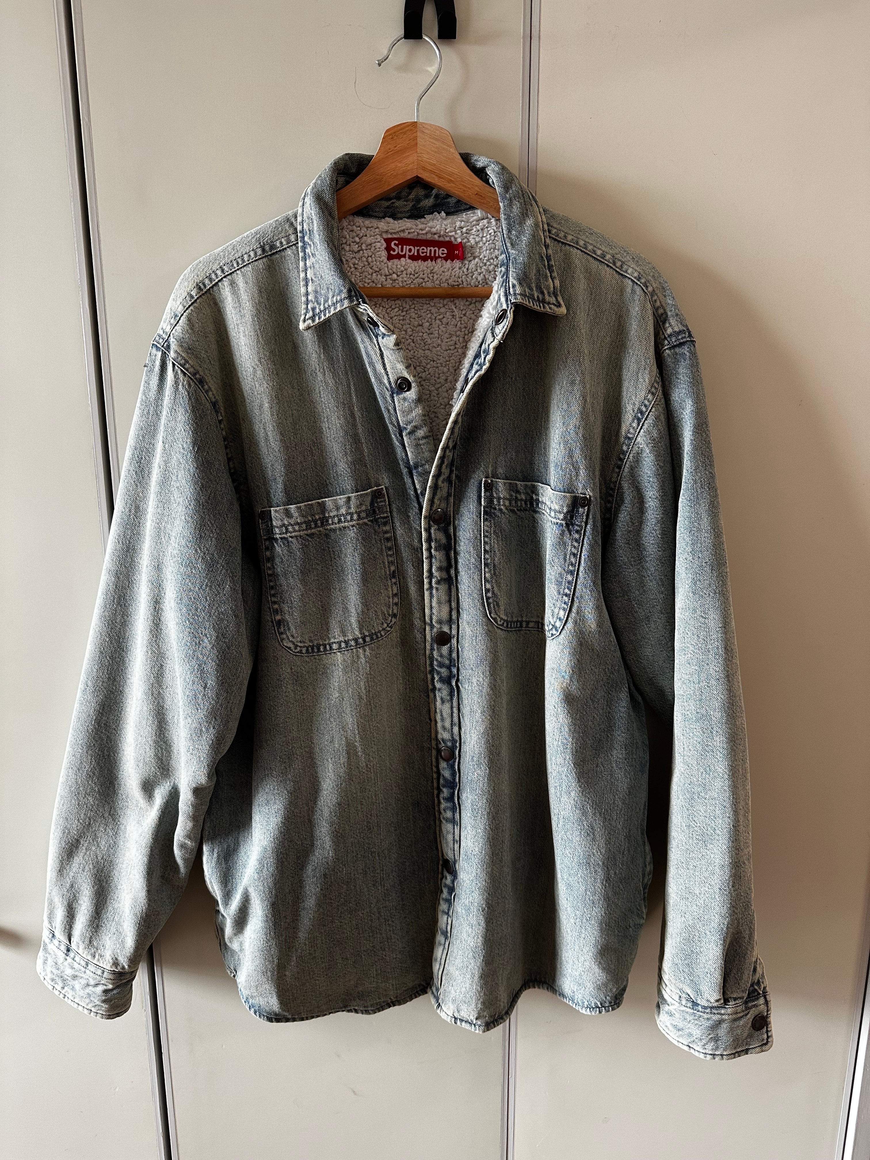 Supreme Faux Shearling Lined Work Shirt "Washed Indigo Denim" (24FW)