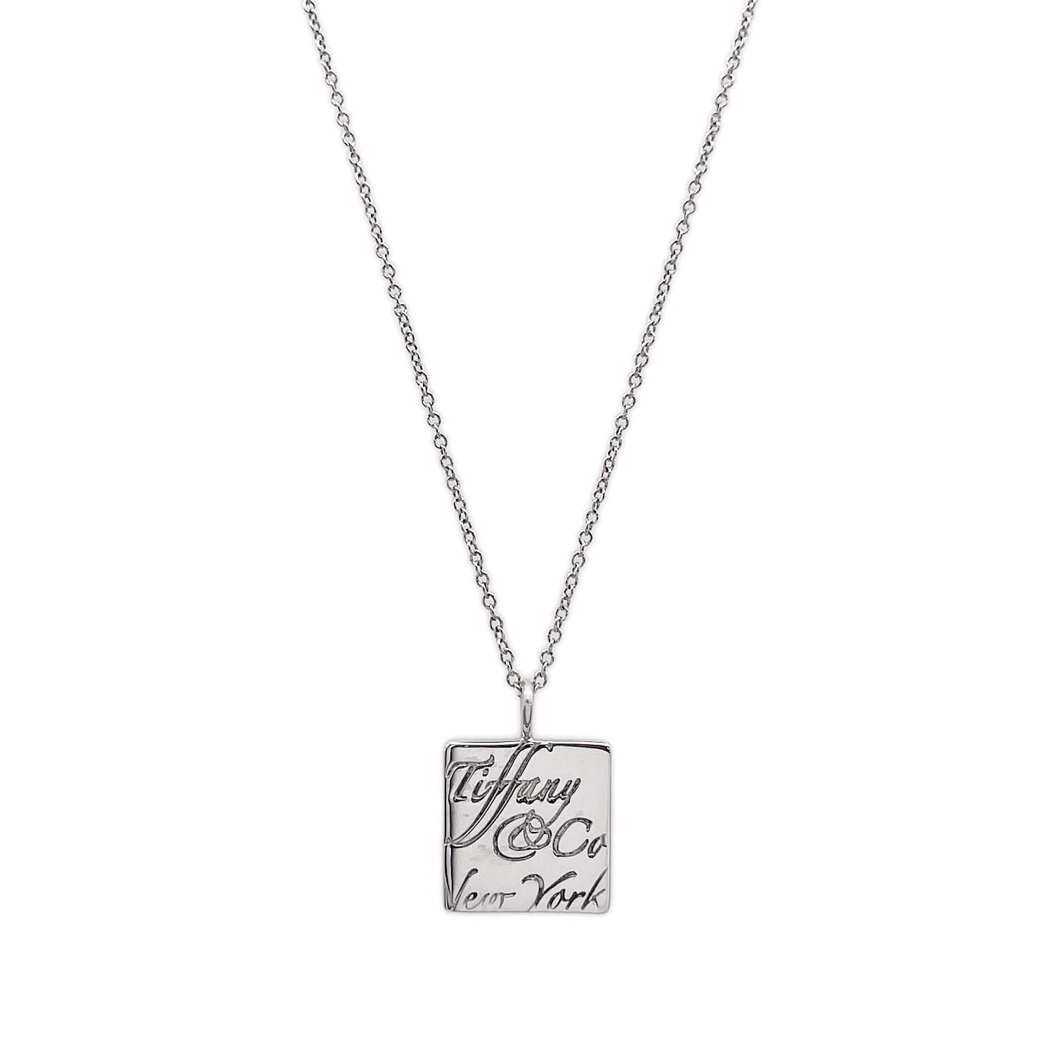 TIFFANY&Co. ティファニー ノーツ スクエア プレート ネックレス
 ペンダント SV925 シルバー 新品仕上済 ユニセックス
 【中古】