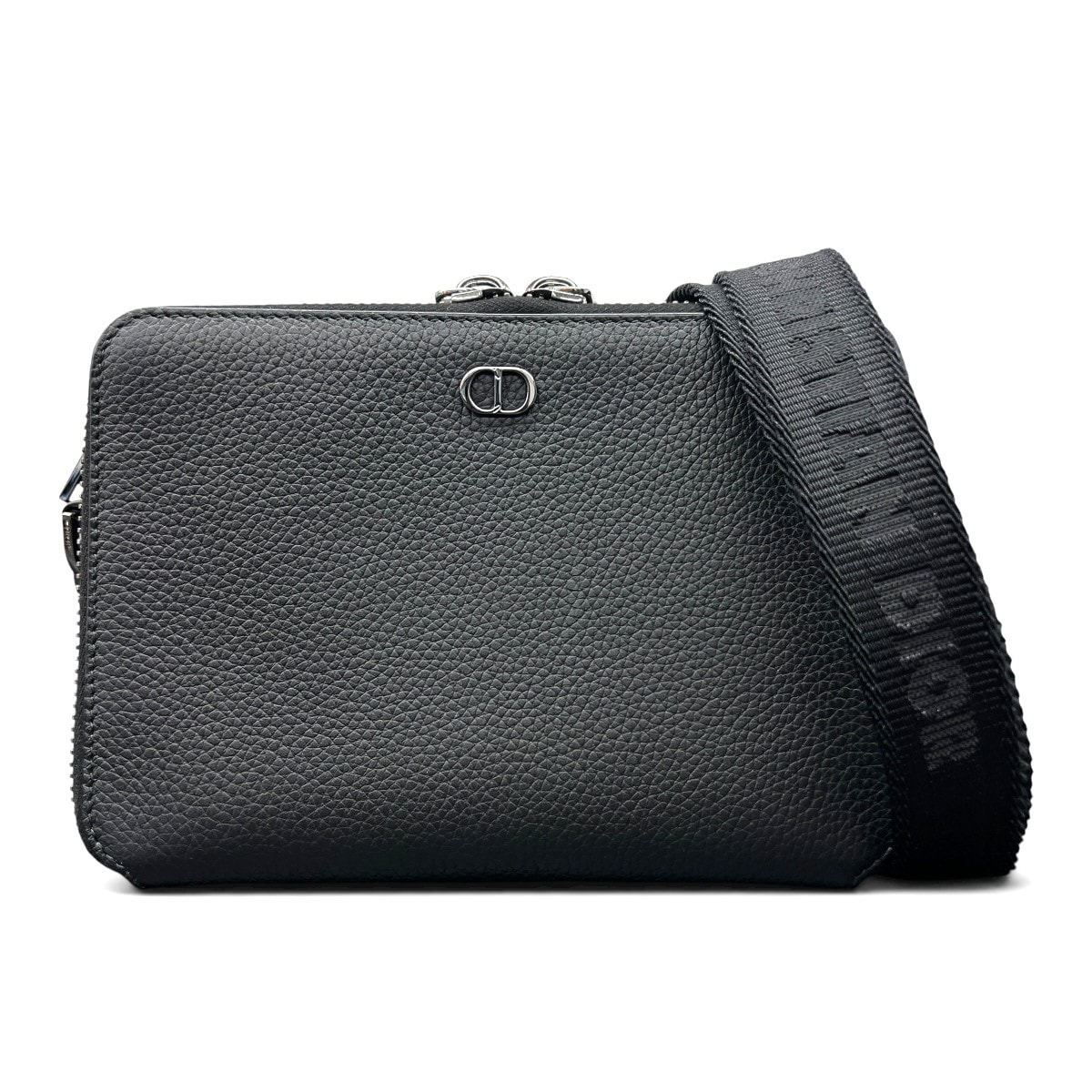 Christian Dior 極美品 ディオール CDアイコン 2way ショルダーバッグ ポーチ 2ESBC119 レザー ブラック ミニ ポシェット マルチケース ショルダーウォレット CD ICON ディオールオム クリスチャン Aランク 鑑定済 中古