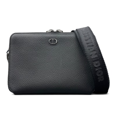 Christian Dior 極美品 ディオール CDアイコン 2way ショルダーバッグ ポーチ 2ESBC119 レザー ブラック ミニ ポシェット マルチケース ショルダーウォレット CD ICON ディオールオム クリスチャン Aランク 鑑定済 中古