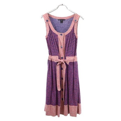MARC BY MARC JACOBS マークバイマークジェイコブス 総柄 ノースリーブ フロントリボン ワンピース XS パープル系
