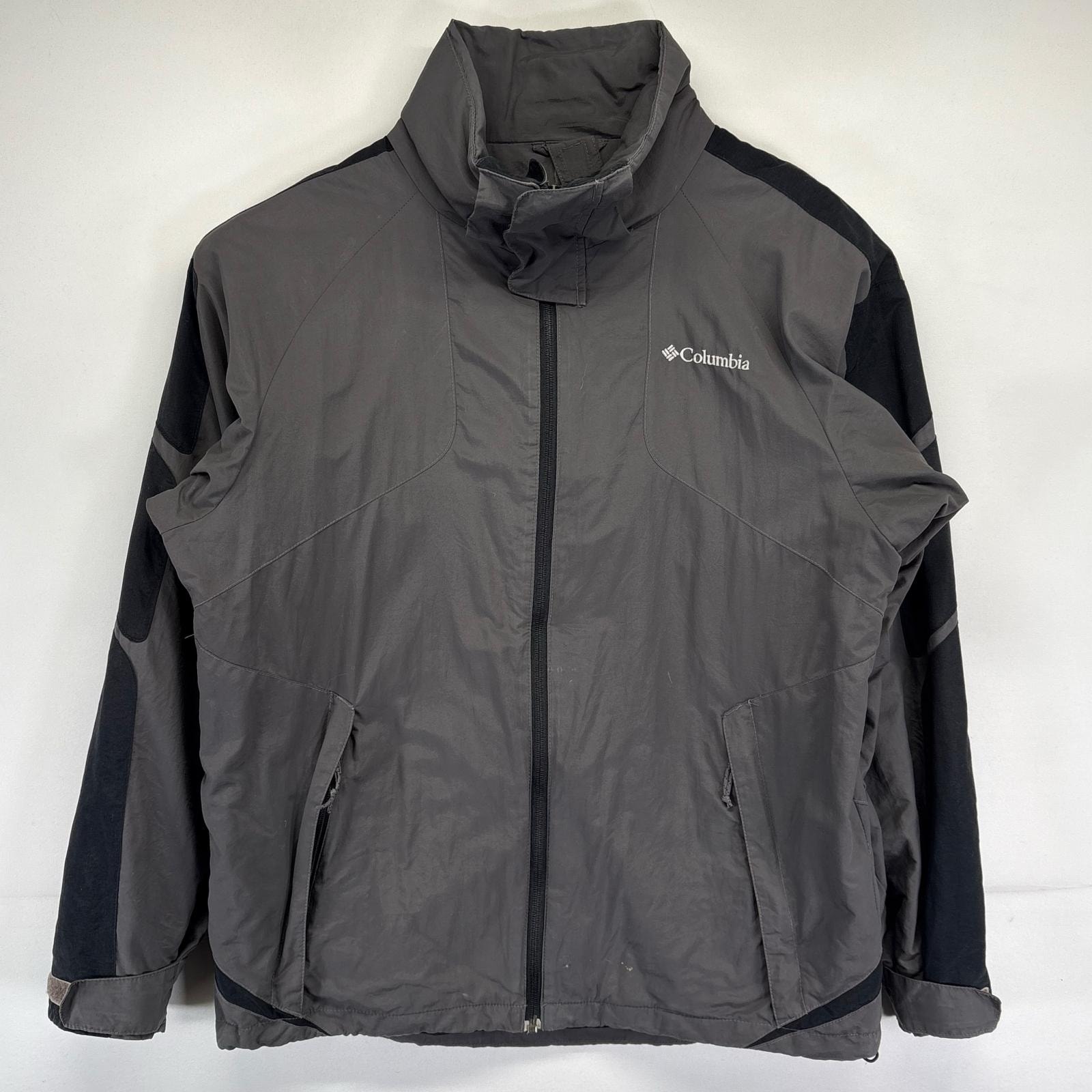 古着 コロンビア Columbia ナイロンジャケット ワンポイントロゴ アウトドア フルジップ マウンテンジャケット M  ブラック メンズ