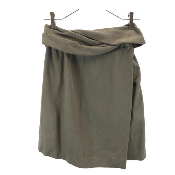 Emporio Armani エンポリオアルマーニ 日本製 ミニ丈 ラップスカート 40 カーキ系