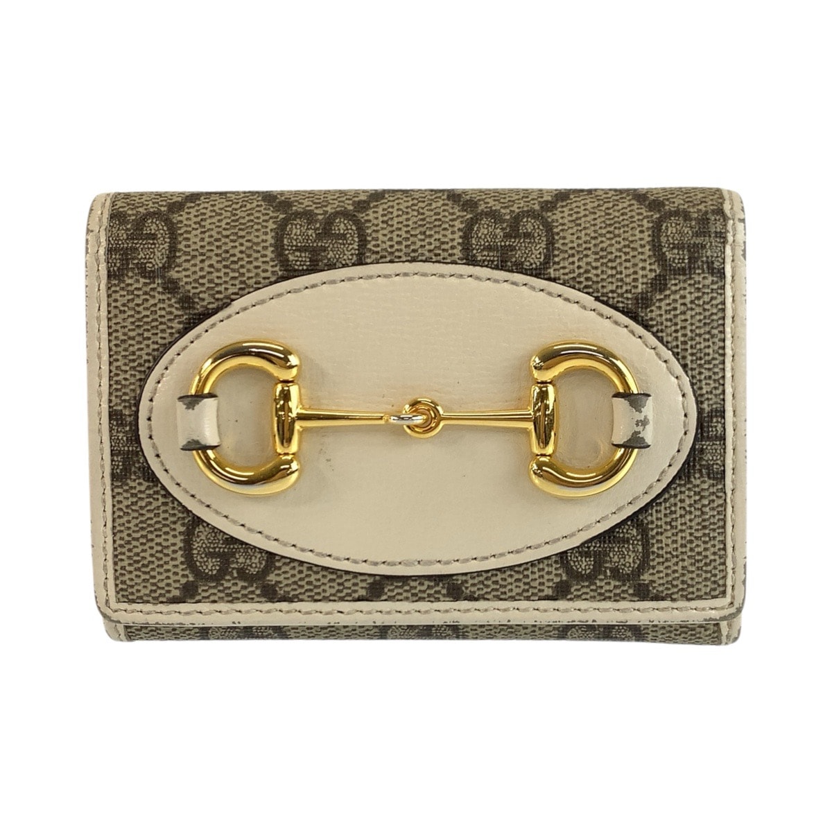GUCCI グッチ ホースビット ベージュ アイボリー ゴールド金具 GGスプリームキャンバス 折り財布 コンパクトウォレット 604550 【中古】