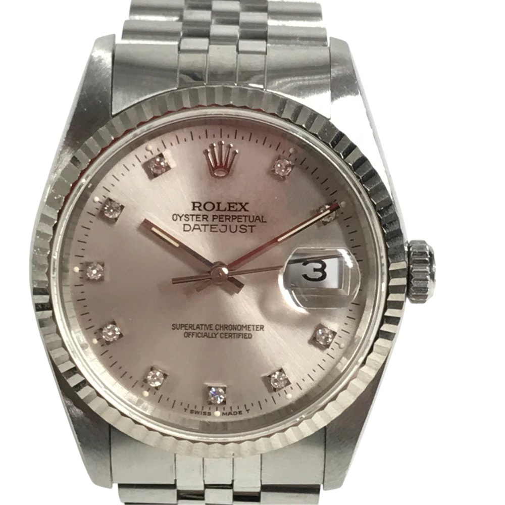 ロレックス ROLEX デイトジャスト 10P ダイヤ ダイヤモンド X番 メンズウォッチ 時計 腕時計 SS/WG シルバー