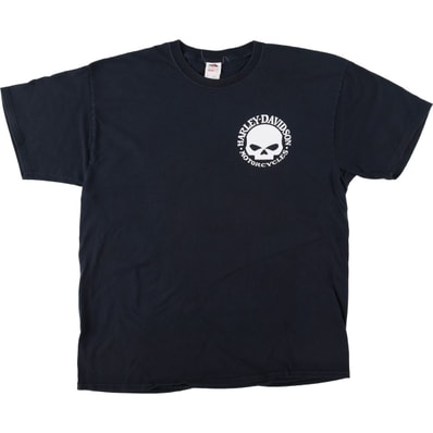 古着 フルーツオブザルーム FRUIT OF THE LOOM HEAVY COTON Harley-Davidson ハーレーダビッドソン ドクロ柄 スカル柄 モーターサイクル バイクTシャツ メンズXL相当/eaa621573