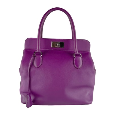 エルメス HERMES ハンドバッグ ショルダーバッグ ツールボックス26 ヴォースイフト アネモネ シルバー レディース【中古】 z10235