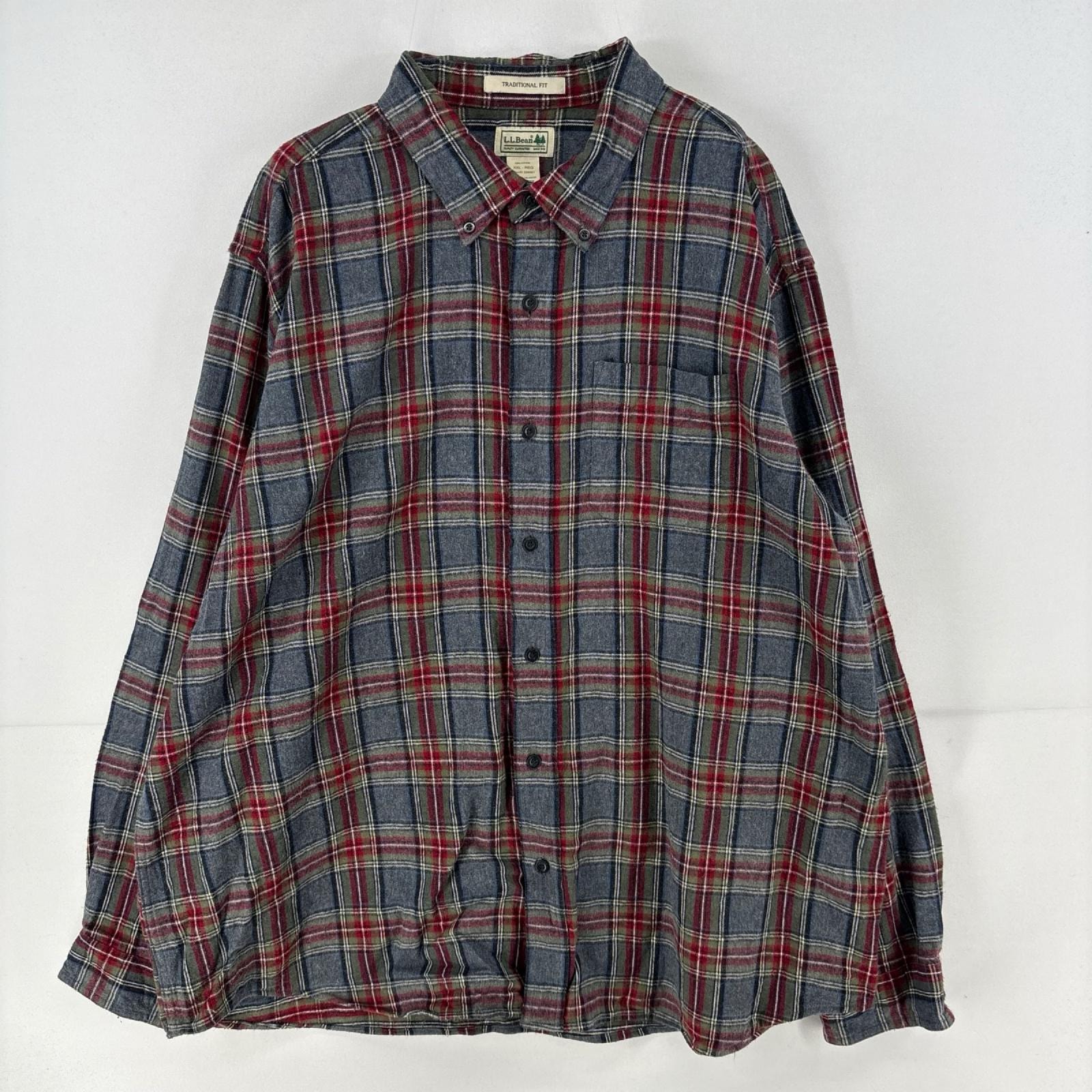 古着 エルエルビーン L.L.Bean 長袖シャツ 胸ポケット ネルシャツ 大きいサイズ 2XL グレー系 チェック メンズ