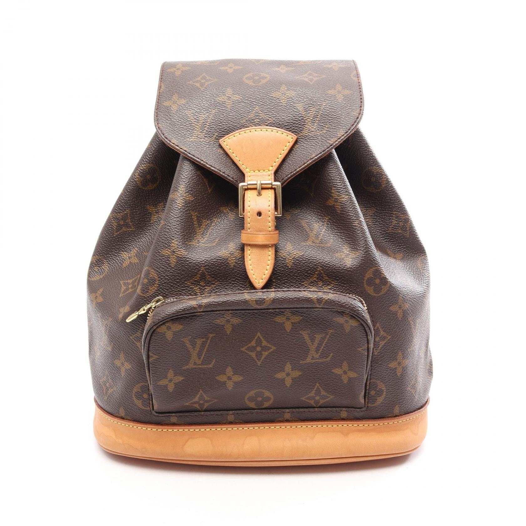 ルイ・ヴィトン LOUIS VUITTON モンスリMM モノグラム リュックサック バックパック バッグ PVCコーティングキャンバス レザー レディース ブラウン系 M51136 【中古】